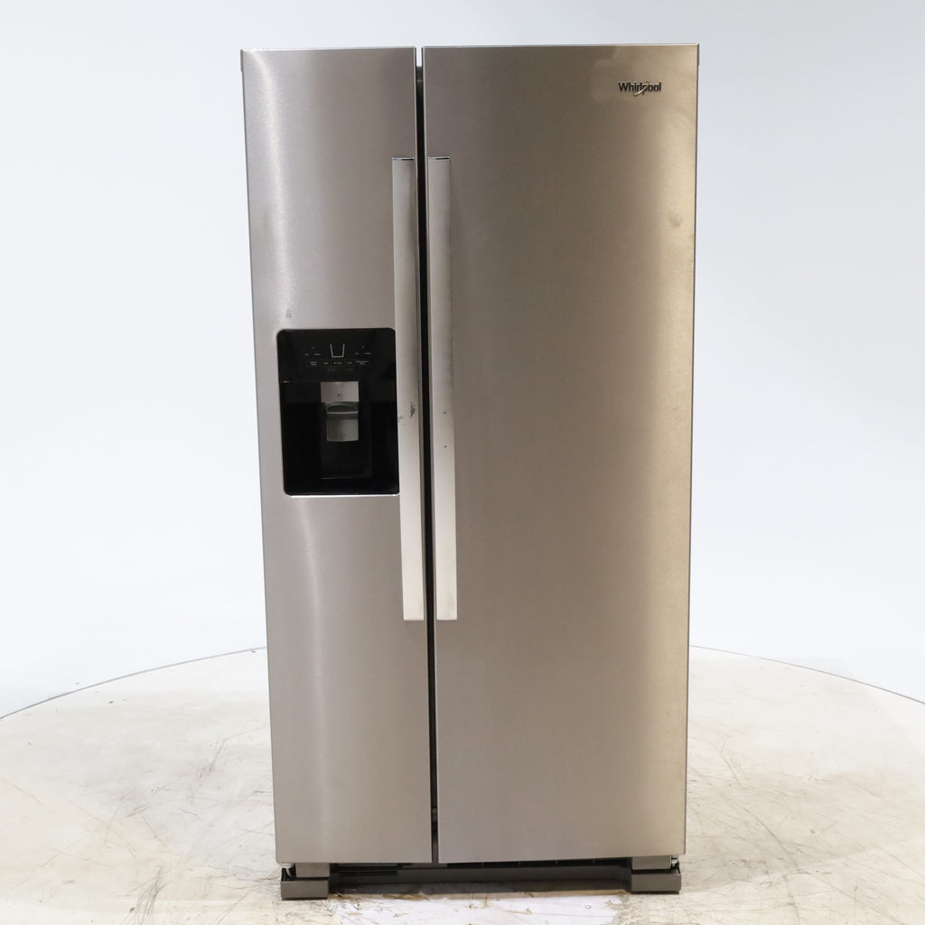 33 in. Wide Fingerprint-Resistant Stainless Steel Whirlpool 21.4 cu. ft. Side by Side Refrigerator with In Door Ice and Water Dispenser - Scratch & Dent - Moderate