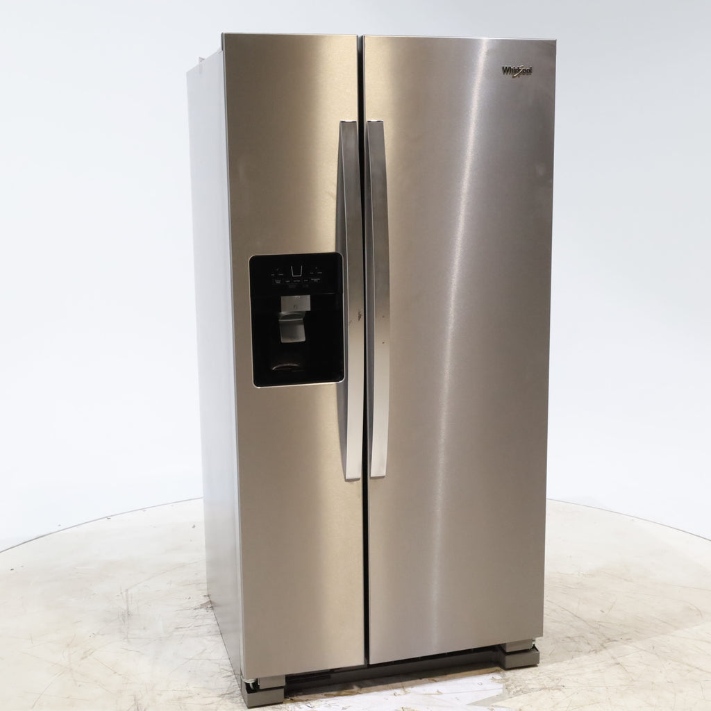 33 in. Wide Fingerprint-Resistant Stainless Steel Whirlpool 21.4 cu. ft. Side by Side Refrigerator with In Door Ice and Water Dispenser - Scratch & Dent - Moderate