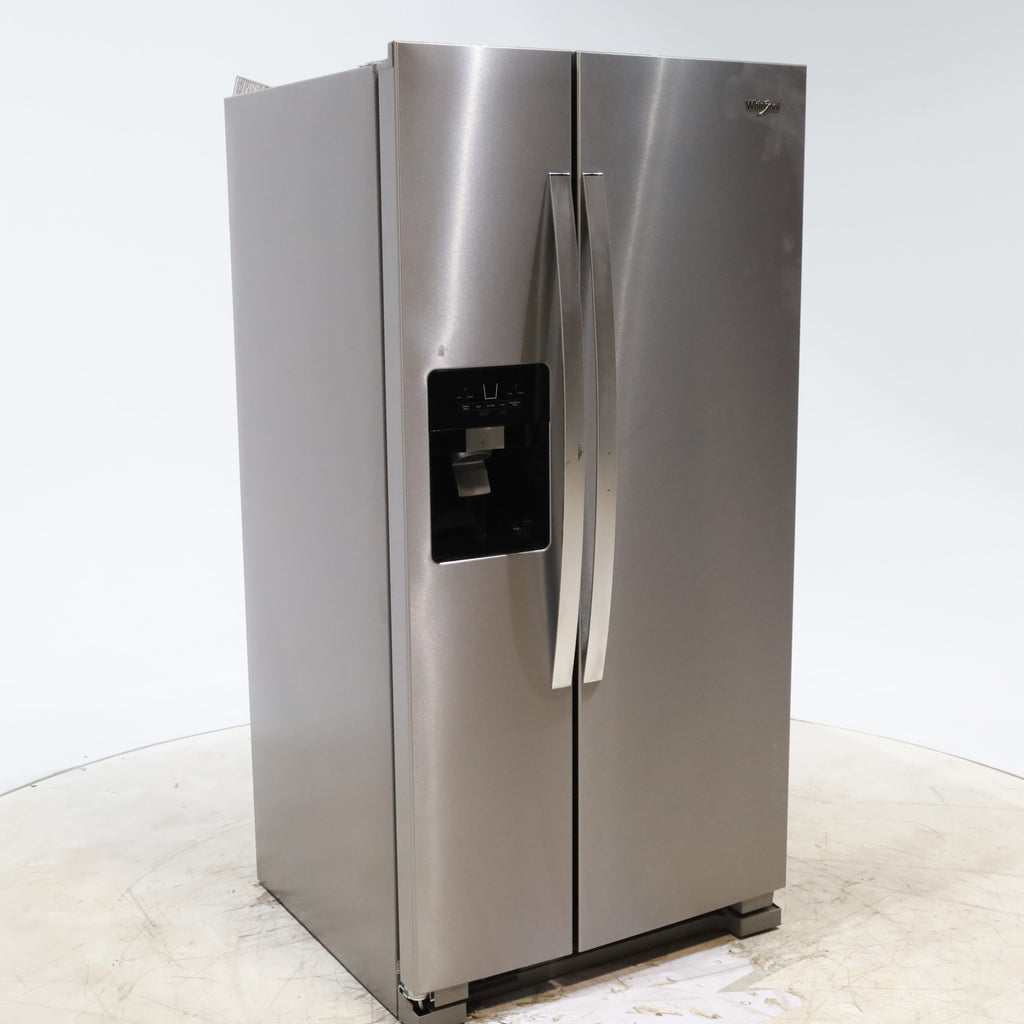 33 in. Wide Fingerprint-Resistant Stainless Steel Whirlpool 21.4 cu. ft. Side by Side Refrigerator with In Door Ice and Water Dispenser - Scratch & Dent - Moderate