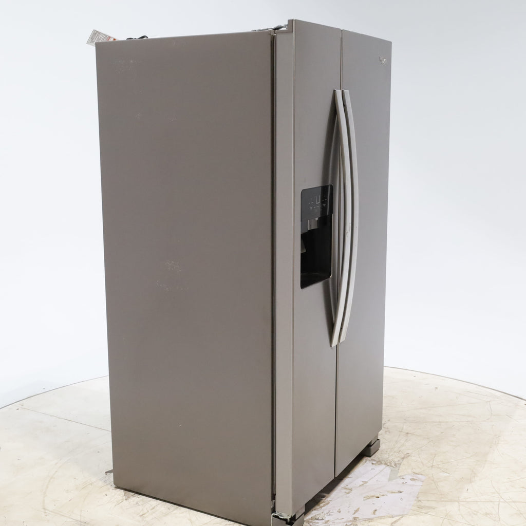 33 in. Wide Fingerprint-Resistant Stainless Steel Whirlpool 21.4 cu. ft. Side by Side Refrigerator with In Door Ice and Water Dispenser - Scratch & Dent - Moderate
