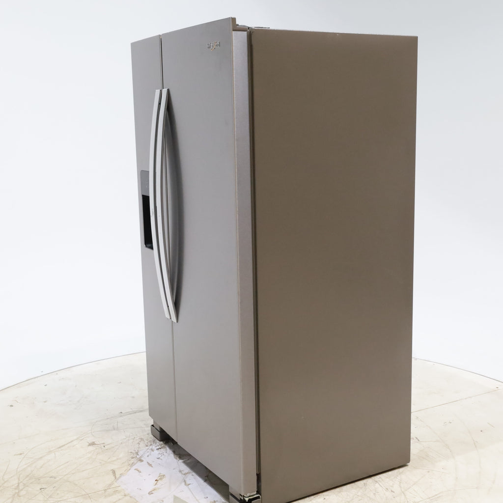 33 in. Wide Fingerprint-Resistant Stainless Steel Whirlpool 21.4 cu. ft. Side by Side Refrigerator with In Door Ice and Water Dispenser - Scratch & Dent - Moderate