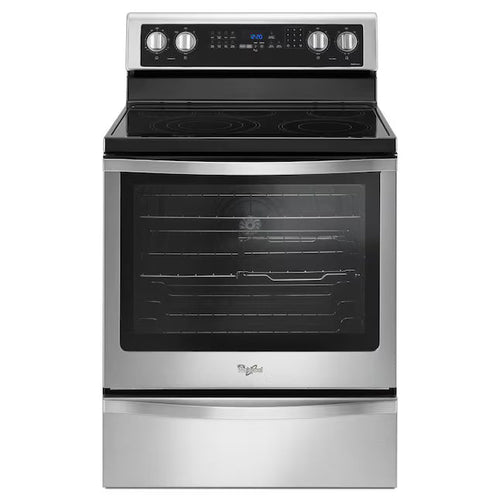 Whirlpool Fingerprint Resistant Stainless Steel Glass Top 30 In. 5 Burner Electric 6.4 Cu. Ft. Freestanding Range with True Convection Cooking 1CR02164 - WFE770H0FZ - Certified Refurbished