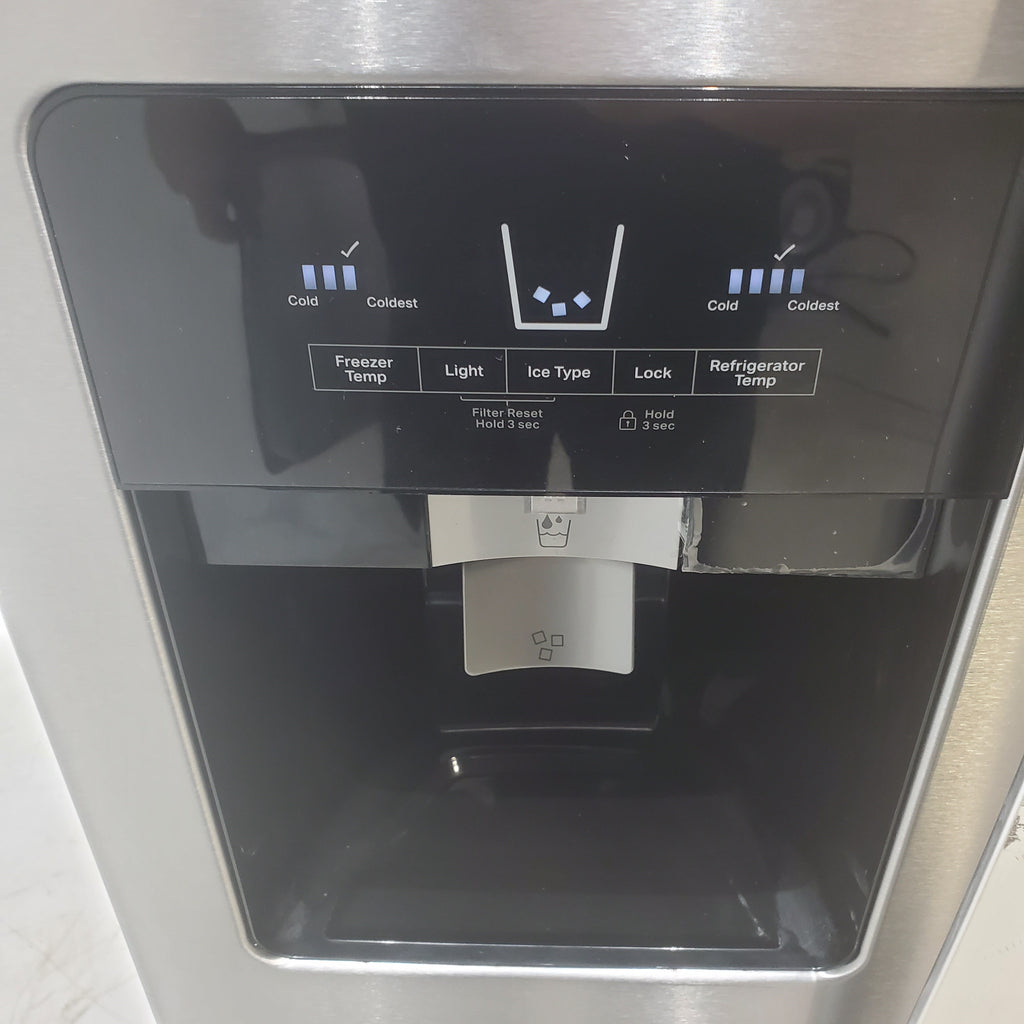 33 in. Wide Fingerprint-Resistant Stainless Steel Whirlpool 21.4 cu. ft. Side by Side Refrigerator with In Door Ice and Water Dispenser - Scratch & Dent - Moderate