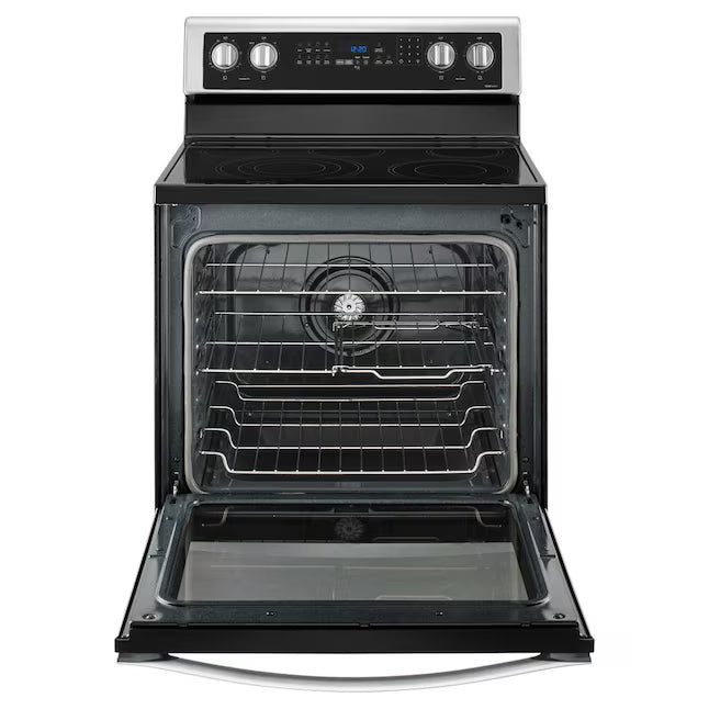Whirlpool Fingerprint Resistant Stainless Steel Glass Top 30 In. 5 Burner Electric 6.4 Cu. Ft. Freestanding Range with True Convection Cooking 1CR02164 - WFE770H0FZ - Certified Refurbished