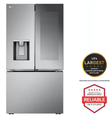LG 26 cu. ft. Counter-Depth French Door Refrigerator in Stainless Steel with Mirror InstaView™ 8SD051 - LRYKC2606S - Open Box