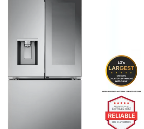 LG 26 cu. ft. Counter-Depth French Door Refrigerator in Stainless Steel with Mirror InstaView™ 8SD051 - LRYKC2606S - Open Box