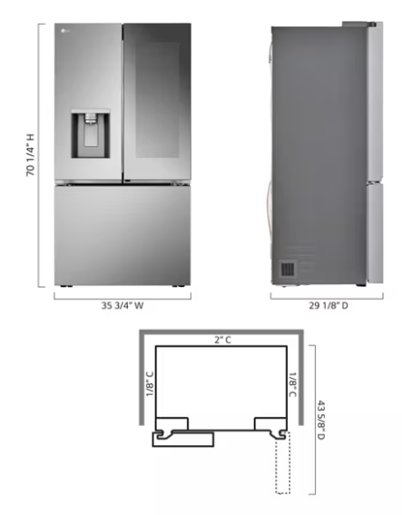 LG 26 cu. ft. Counter-Depth French Door Refrigerator in Stainless Steel with Mirror InstaView™ 8SD051 - LRYKC2606S - Open Box