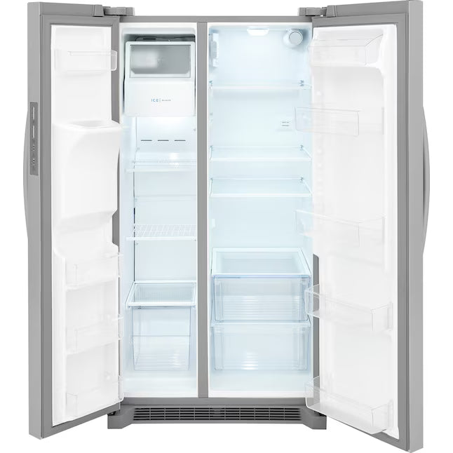 Frigidaire 25.6 cu. ft. ENERGY STAR Side by Side Refrigerator with Exterior Water and Ice Dispenser in Stainless Steel 4SD460 - FRSS2623AS - Scratch & Dent (Moderate)