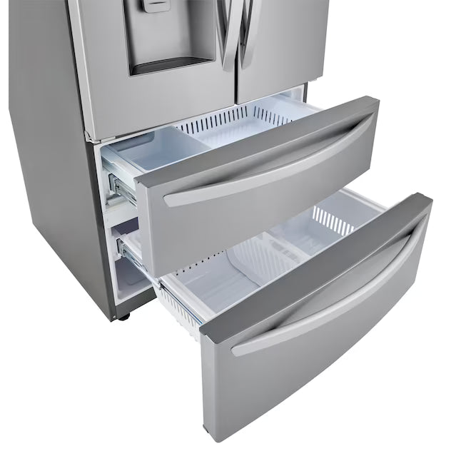 LG 27.8-cu ft 4-Door French Door Refrigerator with Dual Ice Maker in Fingerprint Resistant Steel 3SD777 - LRMXS2806S - Scratch & Dent (Minor)